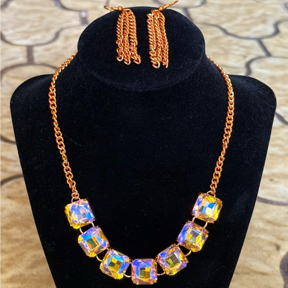 Gold/Orange Crystal Necklace